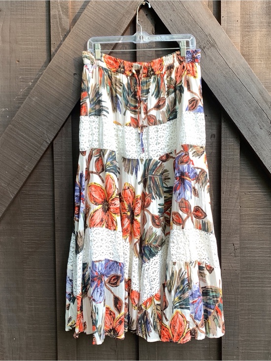 Silverstream Dresses & Skirts - Silverstream Floral Boho Maxi Skirt Crochet Lace Cotton One Size Festival